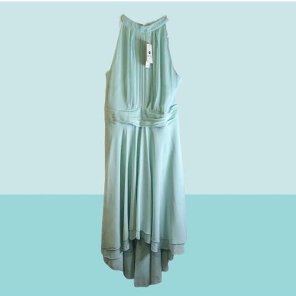 iefiel L NWT sleeveless lined seafoam green high low mother bride wedding guest